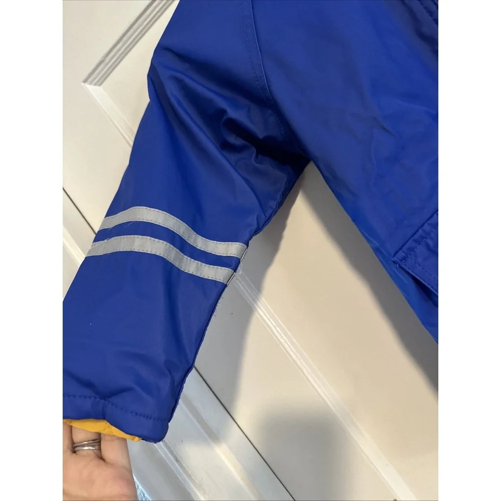 Wippette Kids Hooded Rain Coat Jacket Boys Size 3 Blue Road Work Fleece Lined